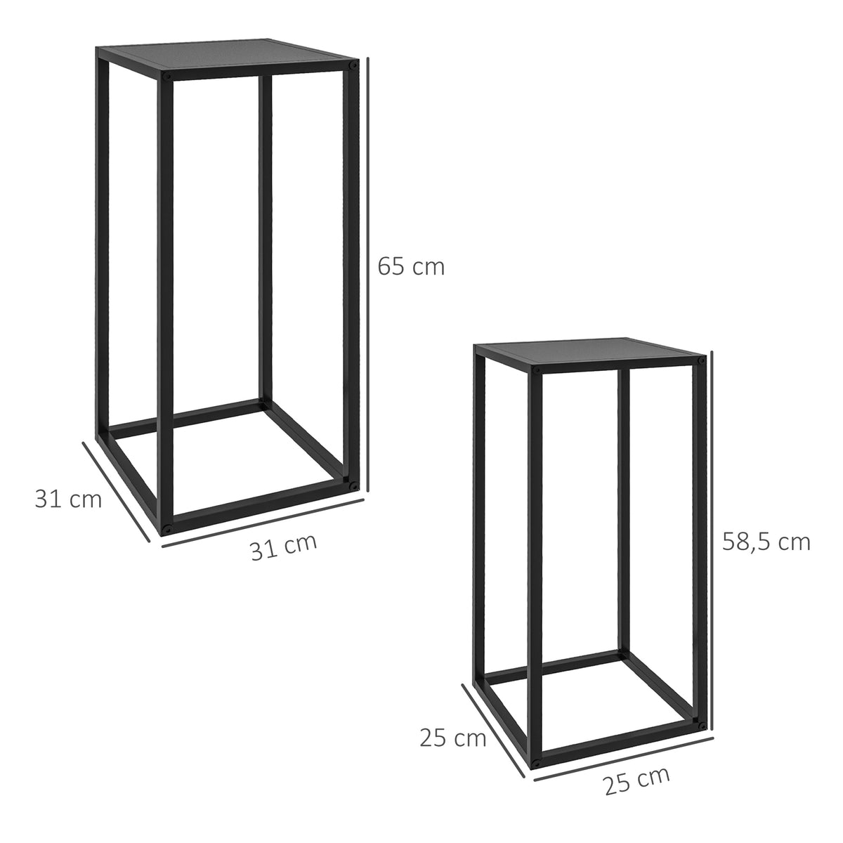 Supports pots de fleurs acier noir – vue 3