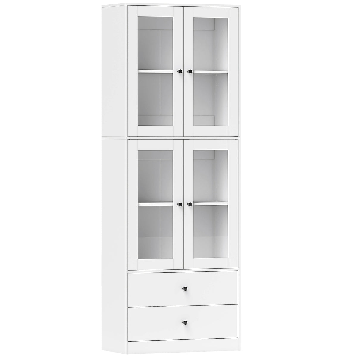 Buffet haut de cuisine blanc brillant avec portes vitrées – Maisoncalyma