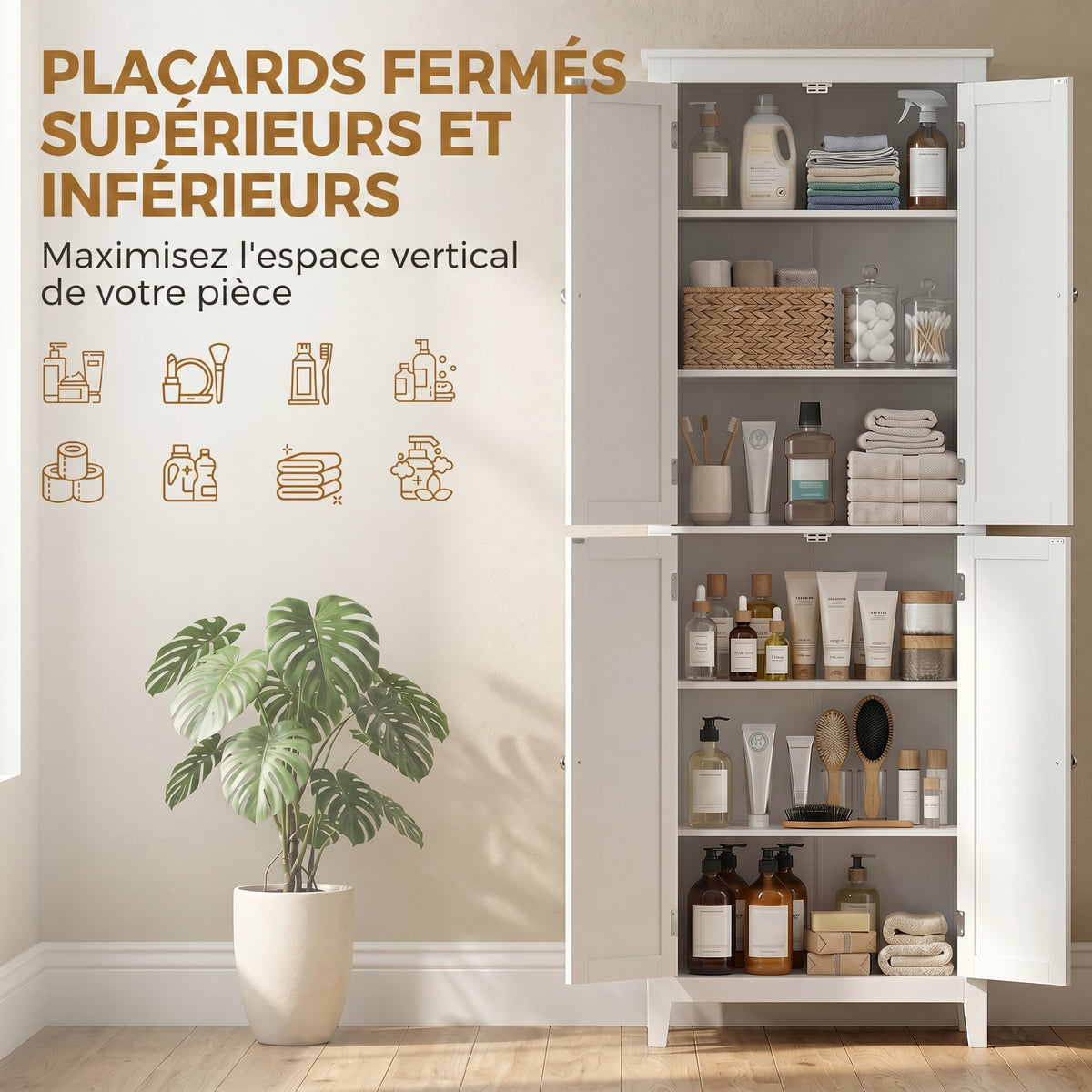 Colonne de salle de bain blanche 4 portes – vue 6
