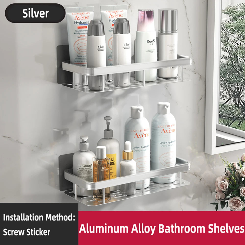 Étagère Murale Sans Perçage – Rangement Douche & Salle de Bain