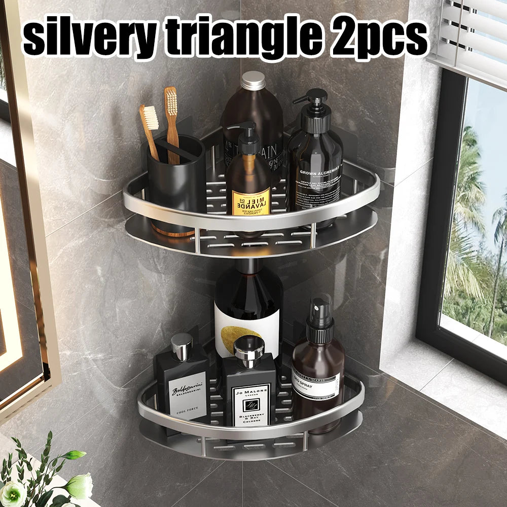 Étagère Murale Sans Perçage – Rangement Douche & Salle de Bain