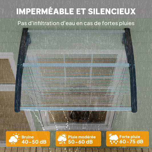 Auvent de porte d'entrée en polycarbonate et aluminium 100 x 75 cm – Maisoncalyma