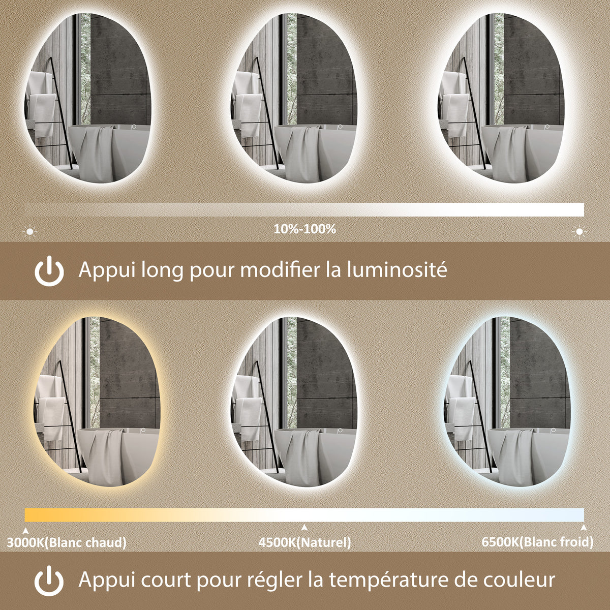 Miroir de salle de bain LED anti-buée – vue 7