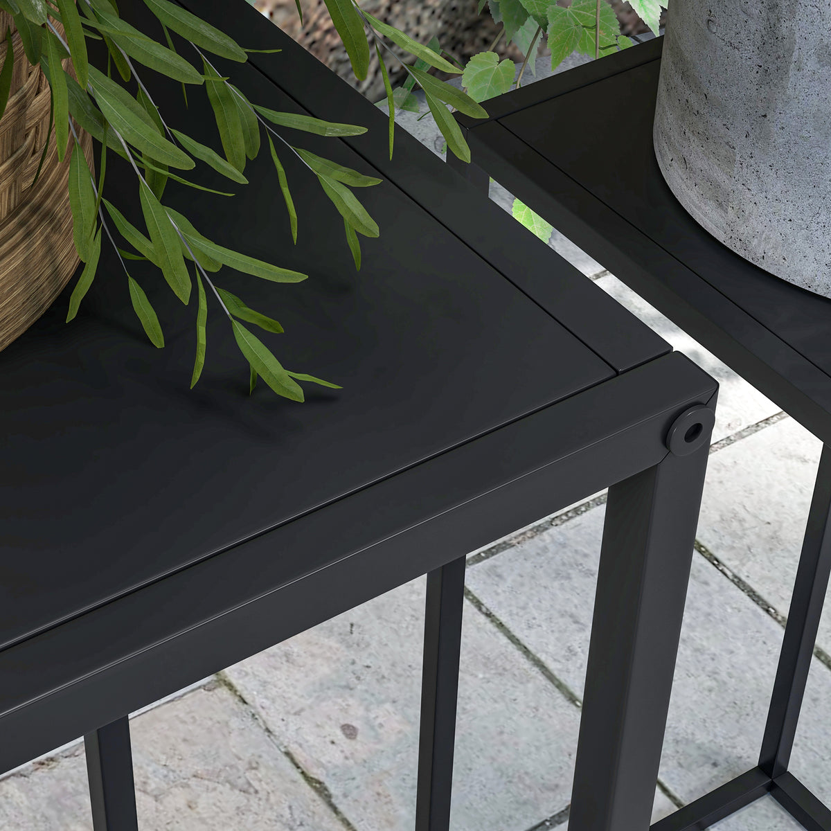 Supports pots de fleurs acier noir – vue 6