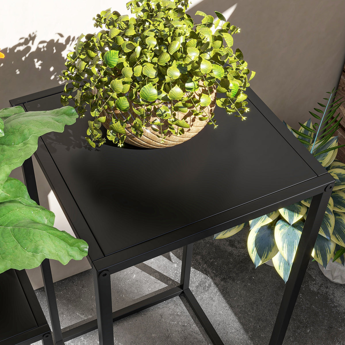 Supports pots de fleurs acier noir – vue 9