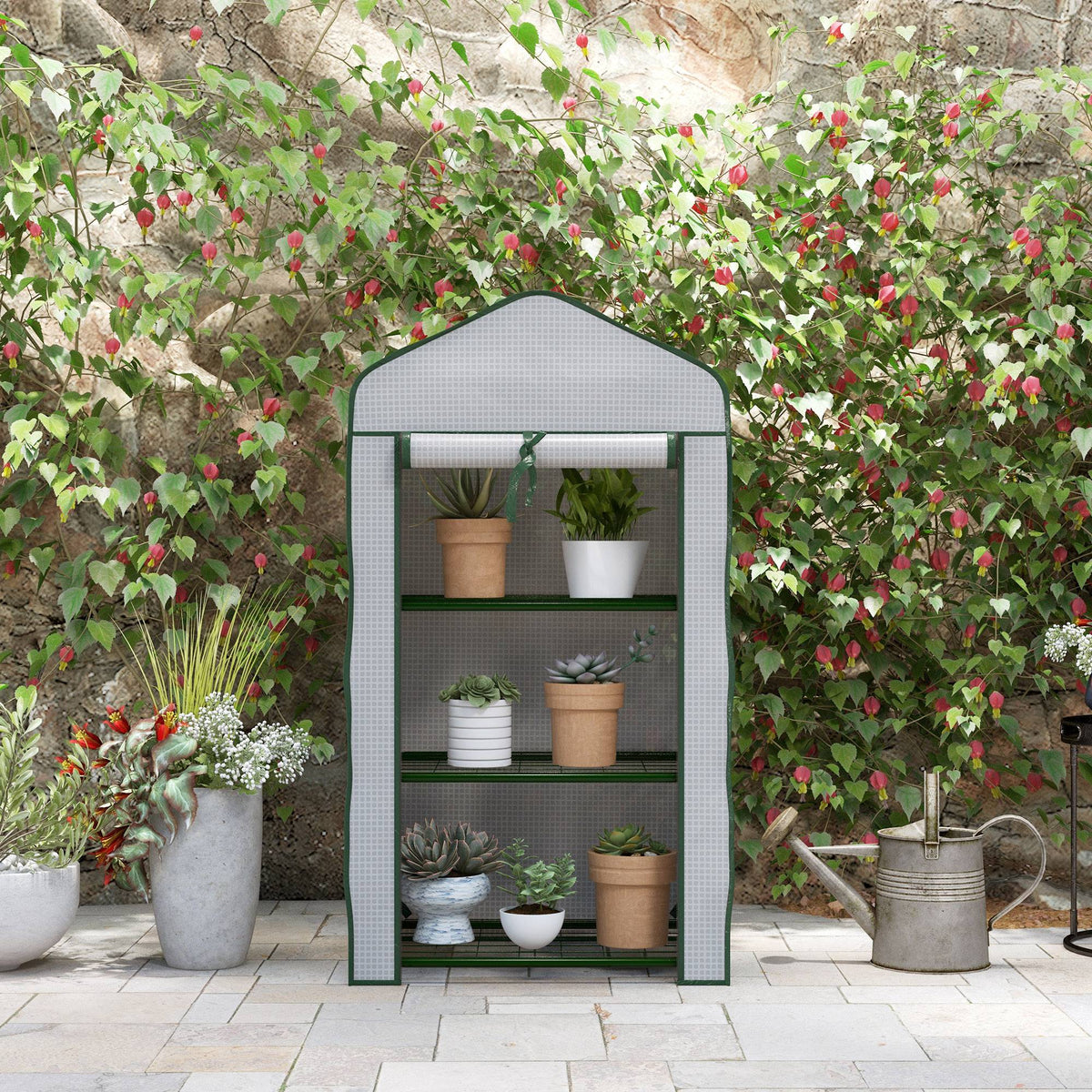 Serre de jardin étagère 3 niveaux en métal – vue 4
