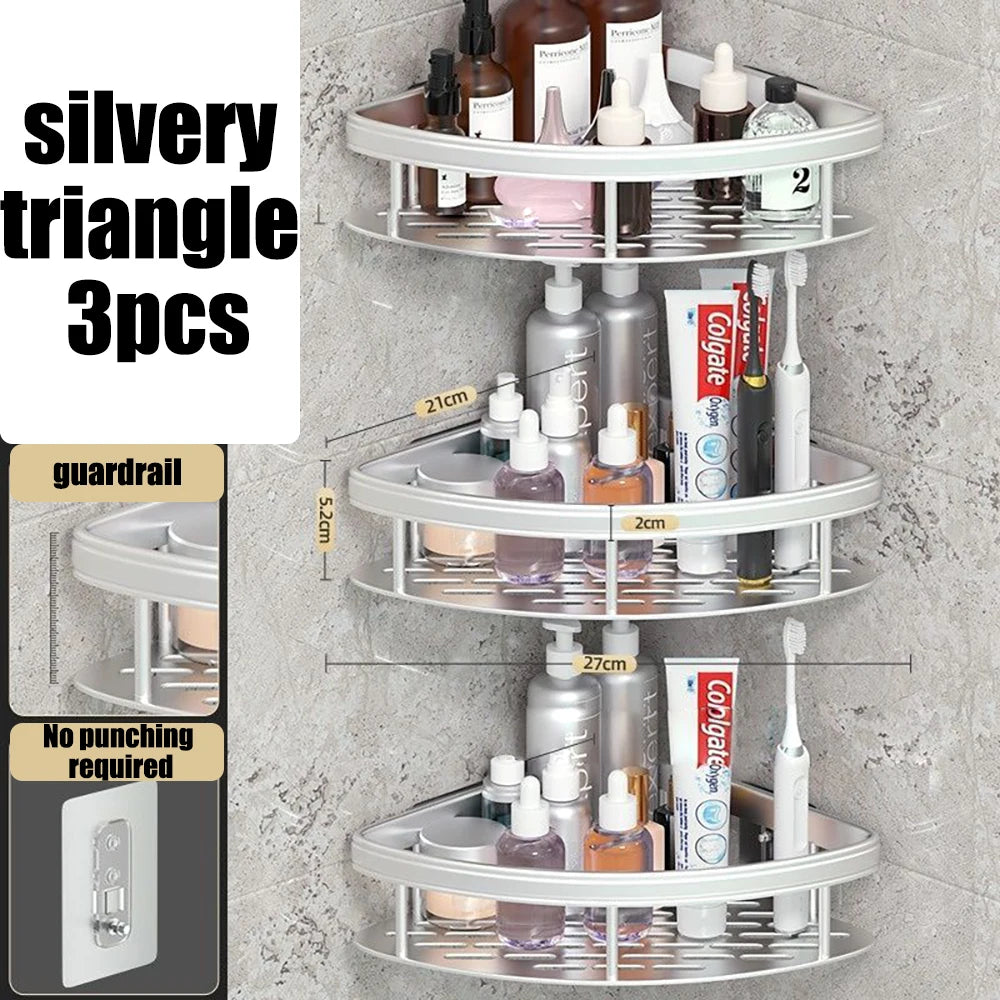Étagère Murale Sans Perçage – Rangement Douche & Salle de Bain