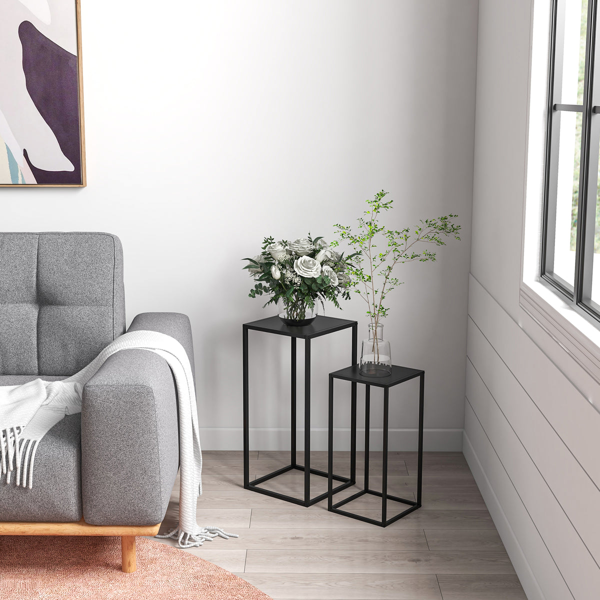 Supports pots de fleurs acier noir – vue 5