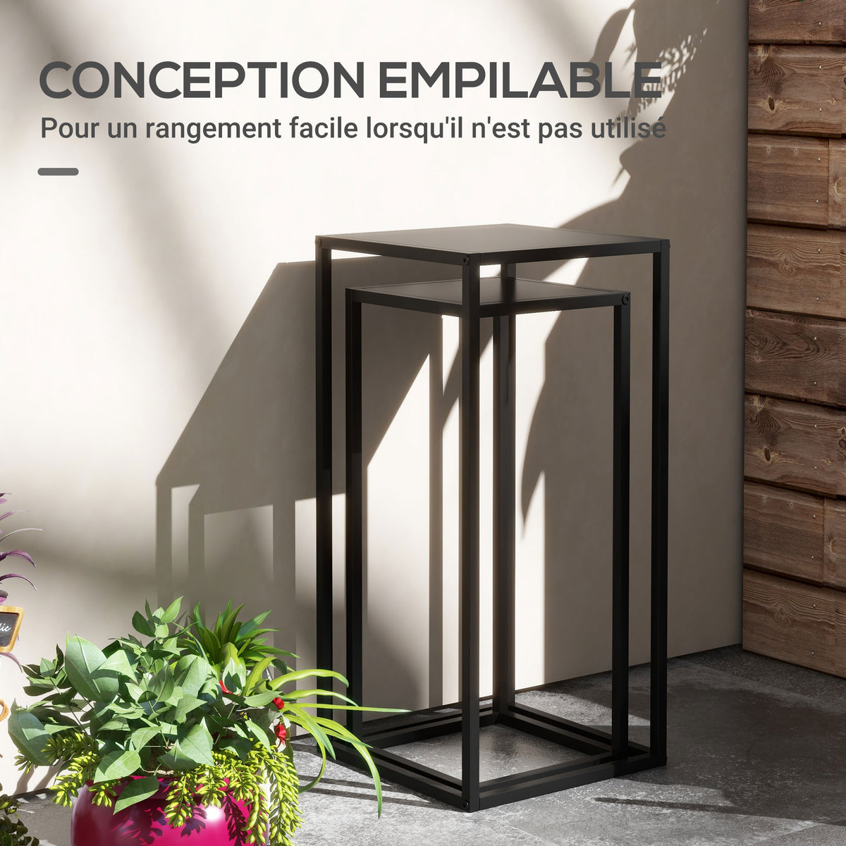 Supports pots de fleurs acier noir – vue 8
