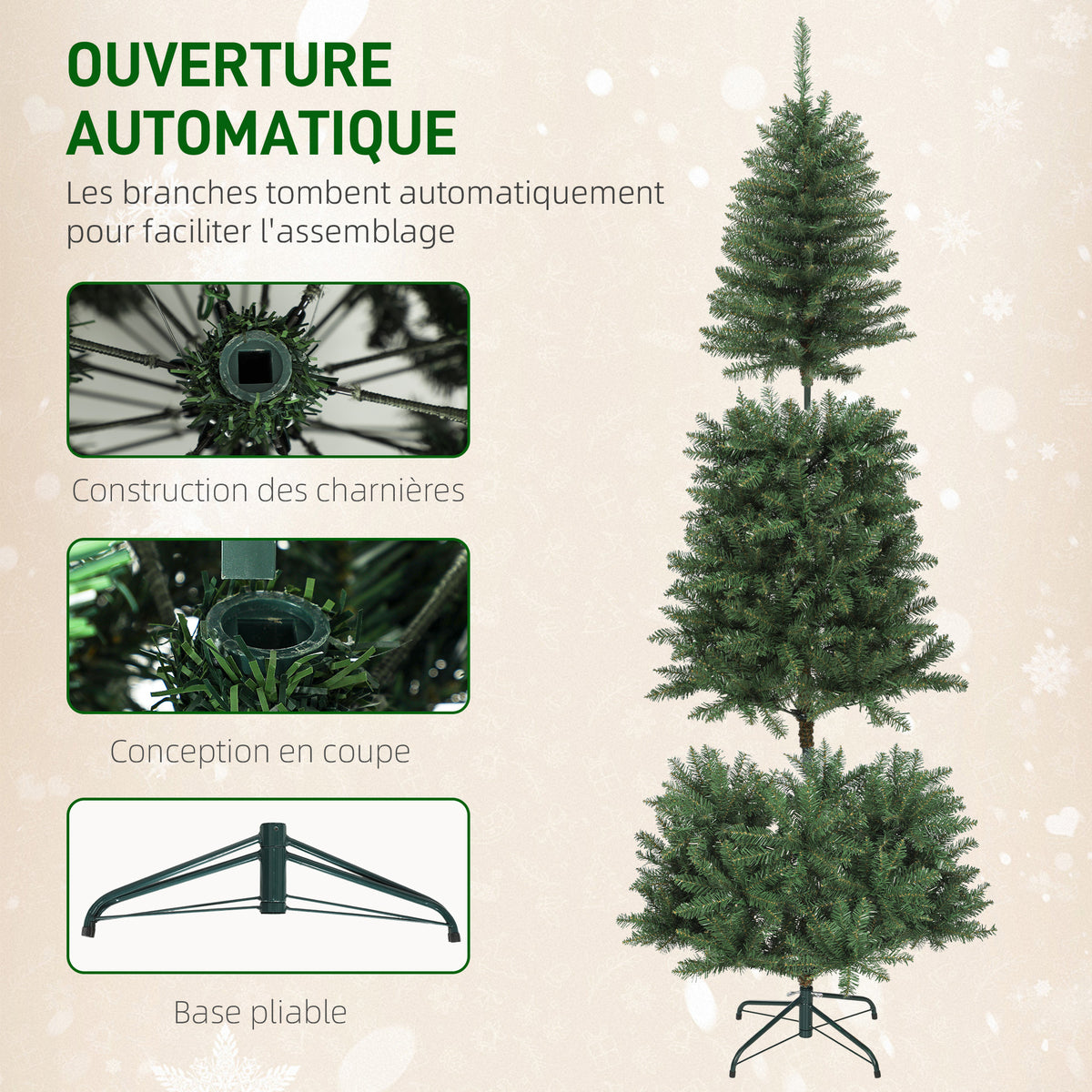 Sapin de Noël artificiel 180 cm lumineux – vue 5