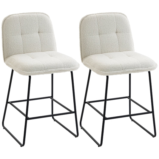 Lot de 2 tabourets de bar en tissu bouclette crème – Maisoncalyma