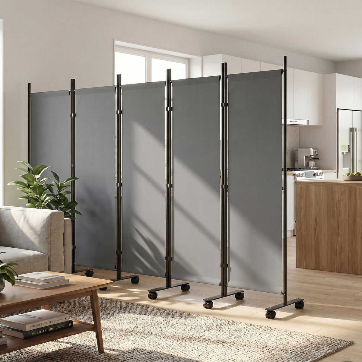 Paravent pliant 5 panneaux gris foncé – vue 3